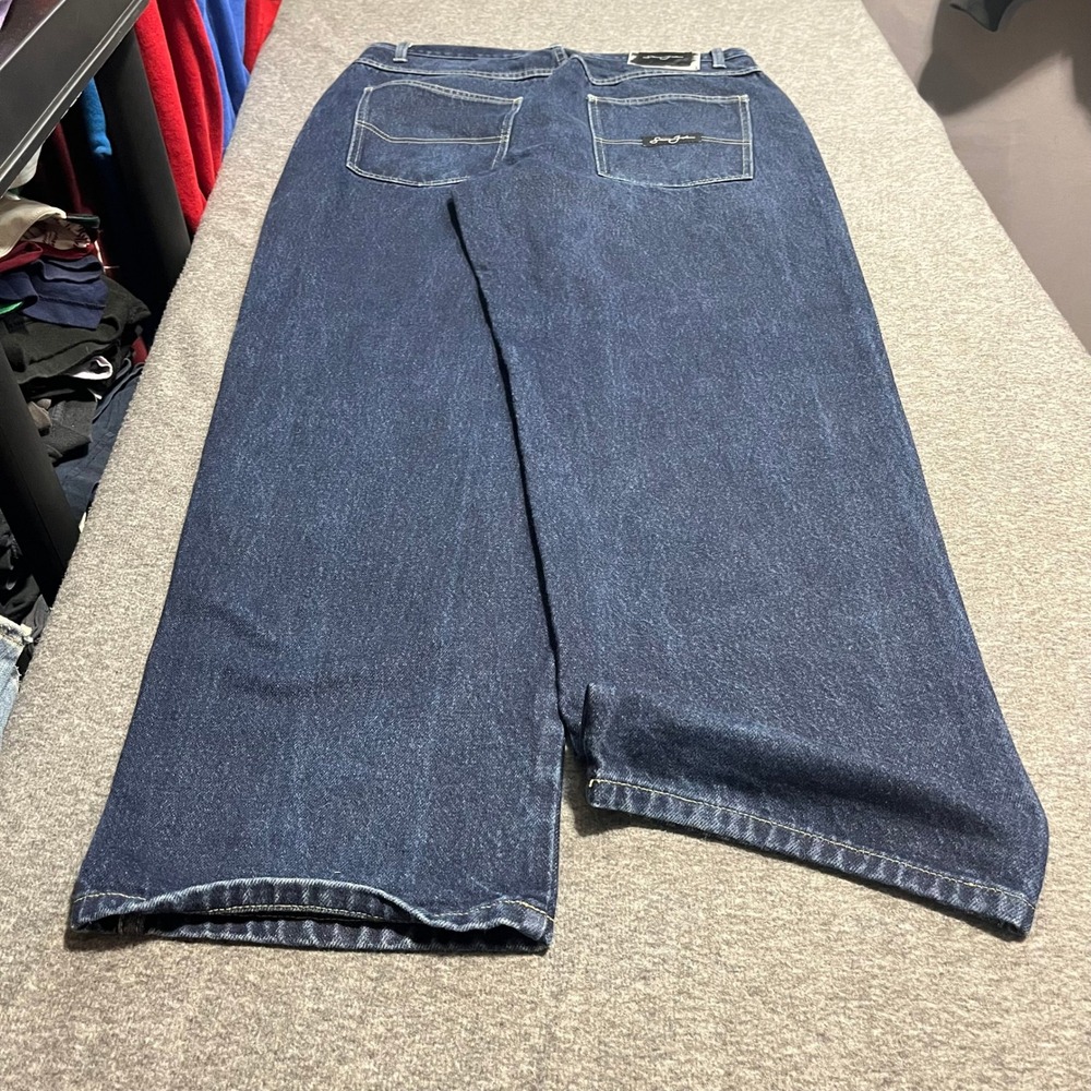Sean John Vintage Baggy Wide Leg Jeans Dark Wash Denim Mens 34 x 33 Y2K Retro
